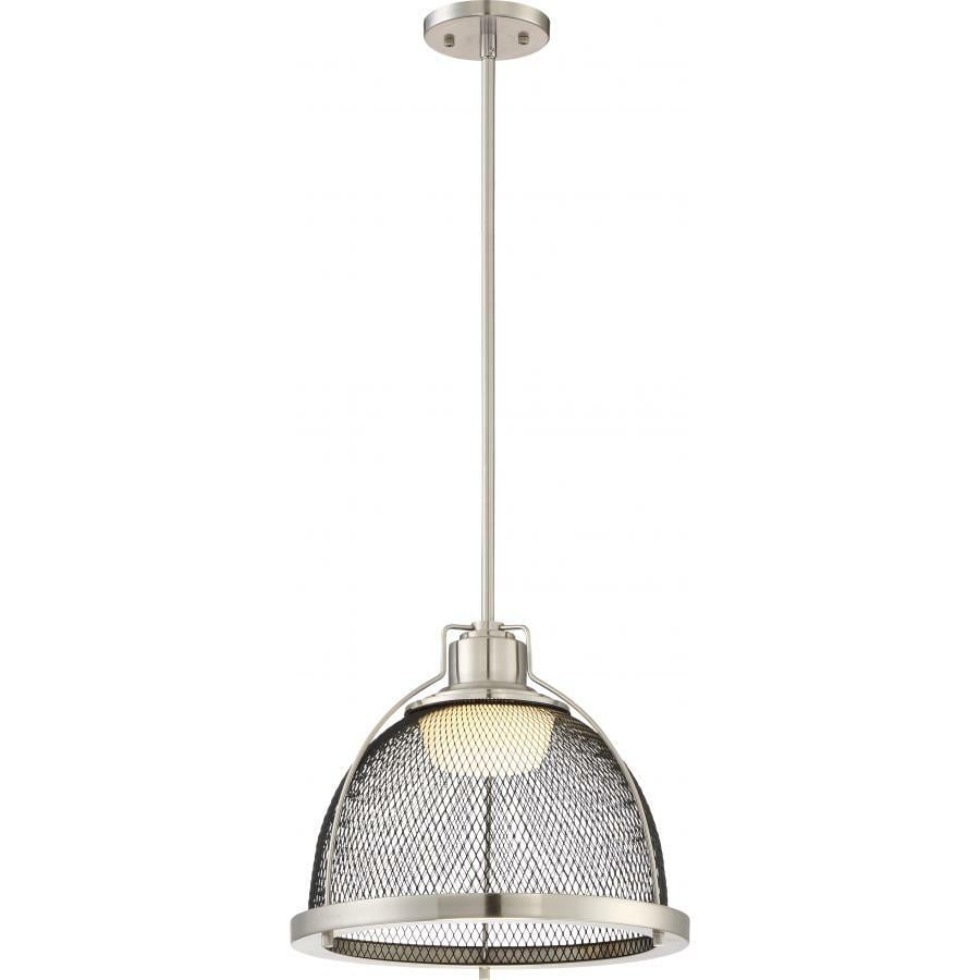 Tex Large LED Pendant - Brushed Nickel / Black Mesh Finish