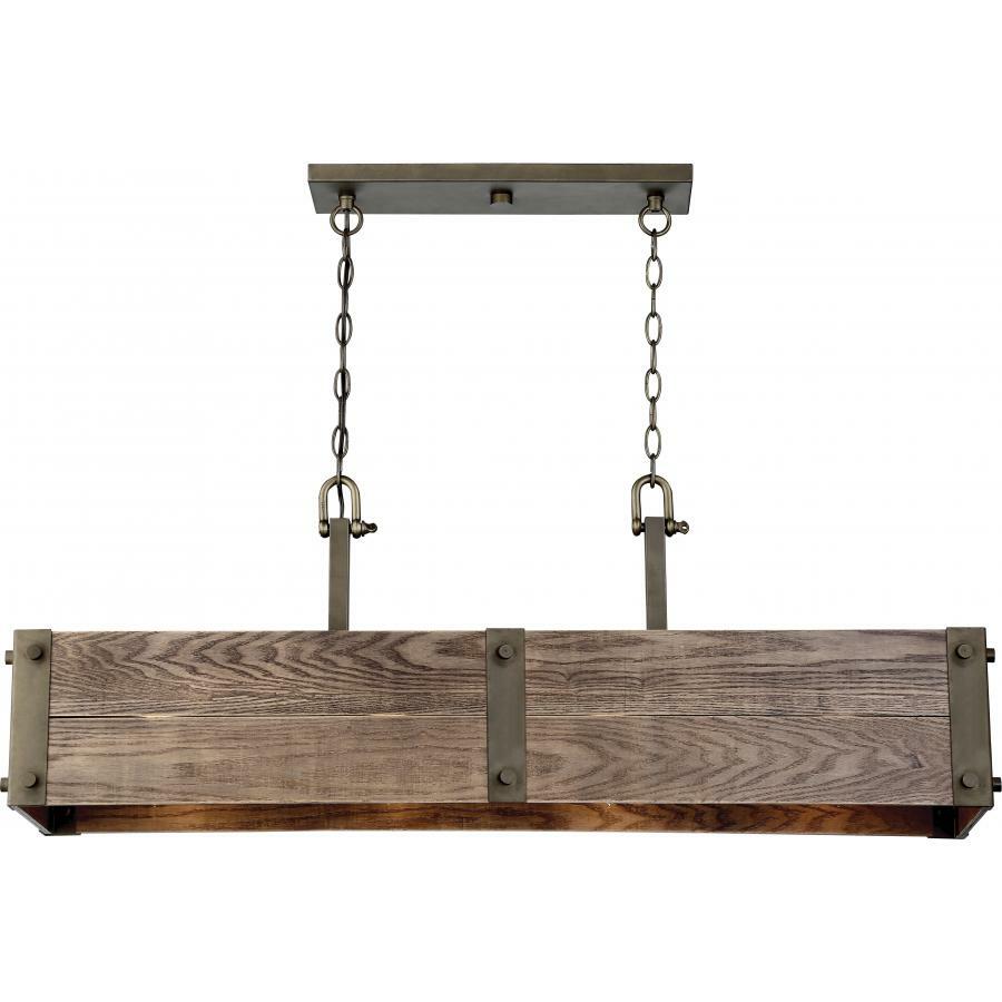 Winchester 4 Light Island Pendant With Aged Wood