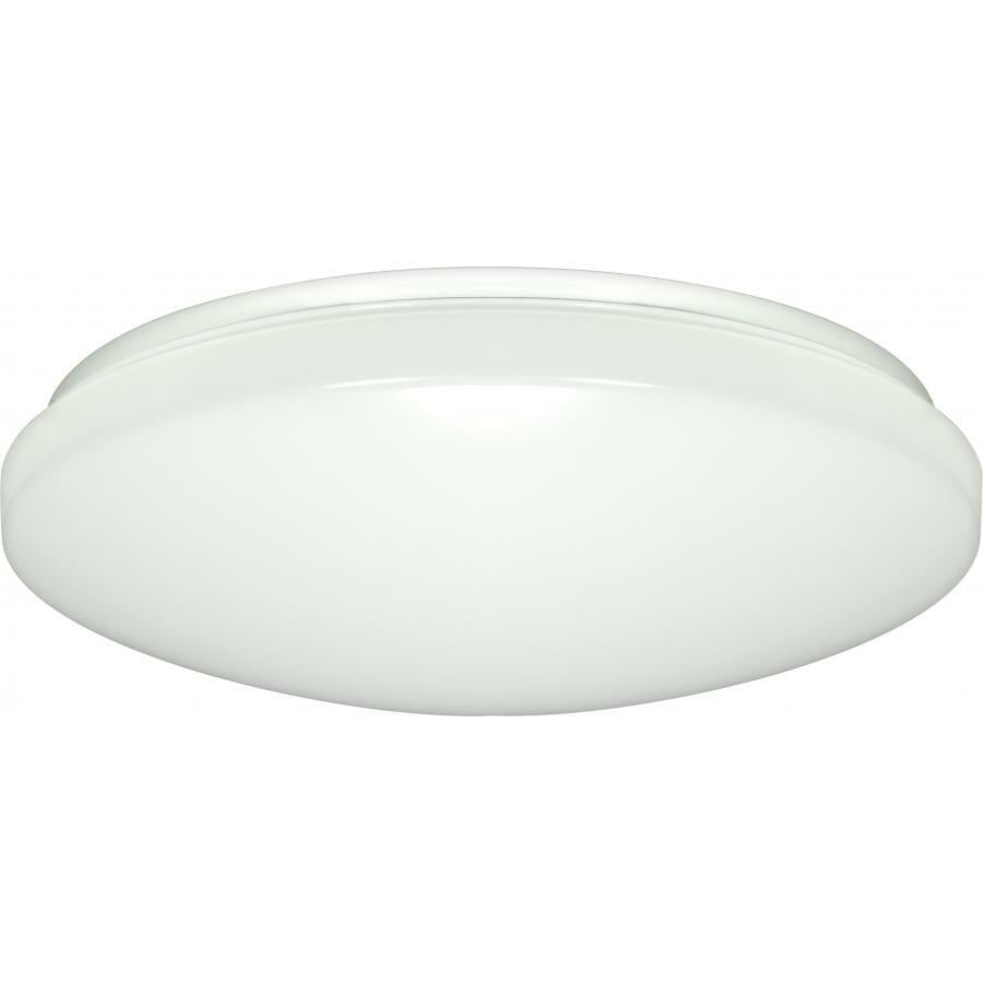 14" Flush Mounted LED Light Fixture - White Finish - With Occupancy Sensor - 120-277 Volts