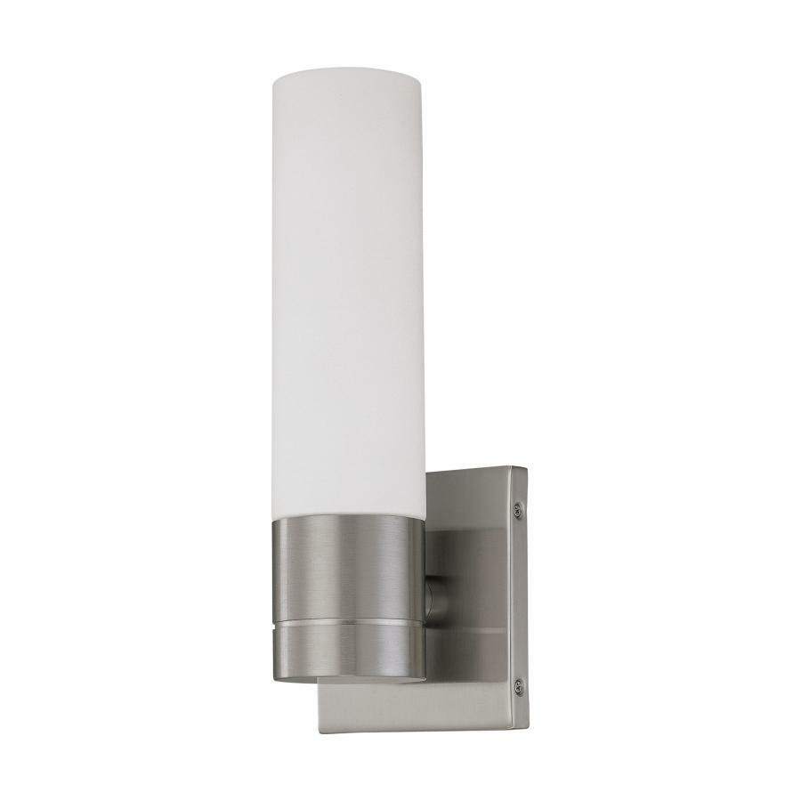 Link 1 Light LED Tube Wall Sconce White Glass Brushed Nickel