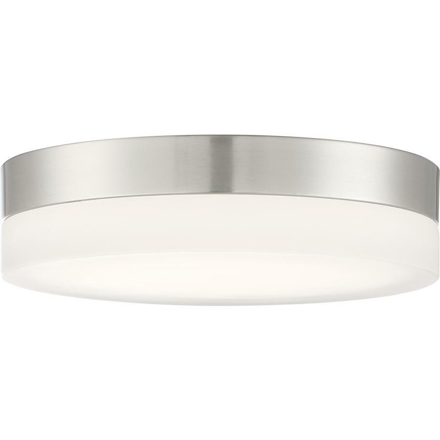 Pi 11" Flush Mount LED Fixture - Brushed Nickel Finish with Etched Glass