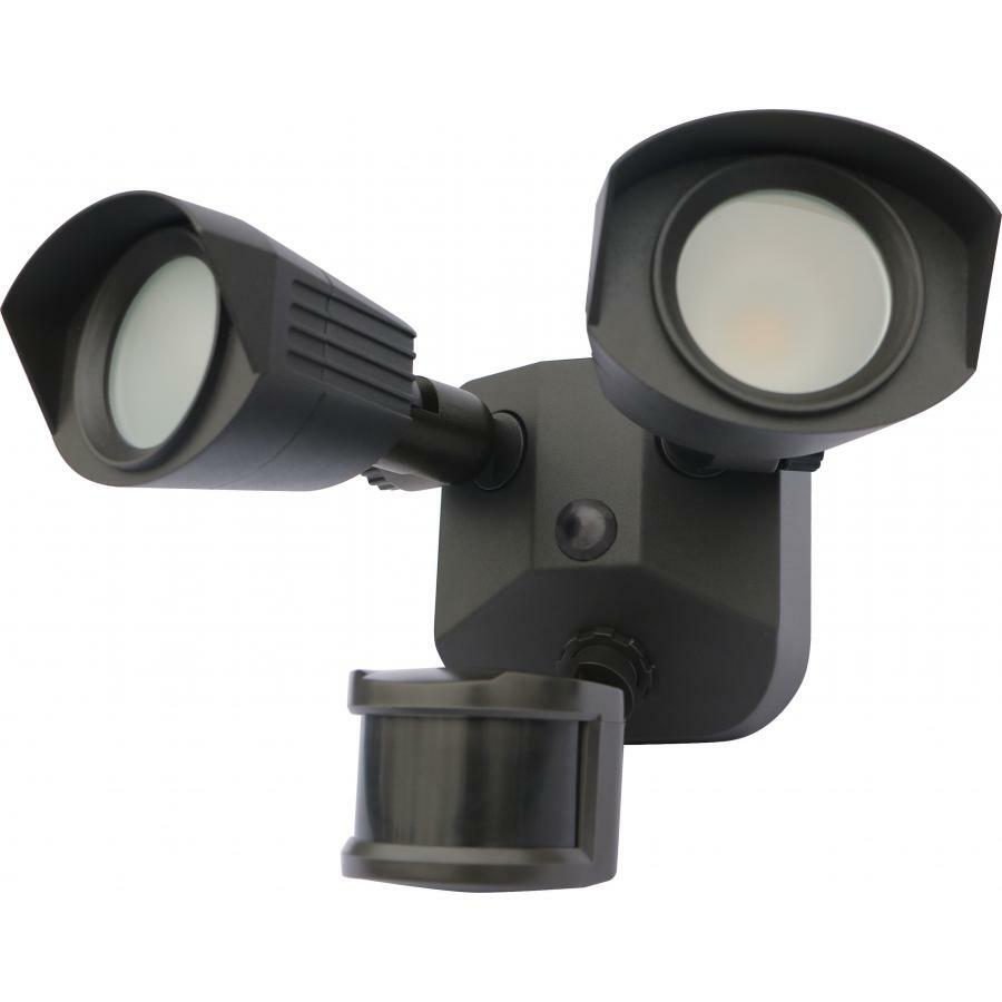 LED Security Light - Dual Head Bronze Finish 3000K Motion Sensor