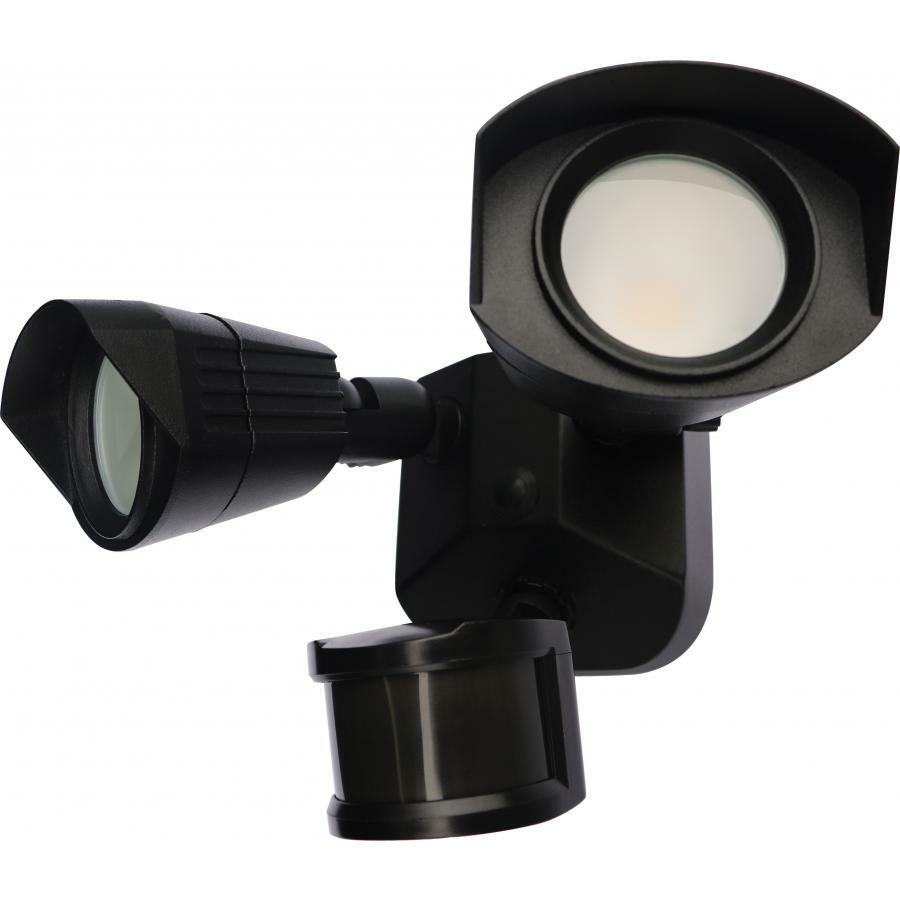 LED Security Light - Dual Head Black Finish 4000K Motion Sensor