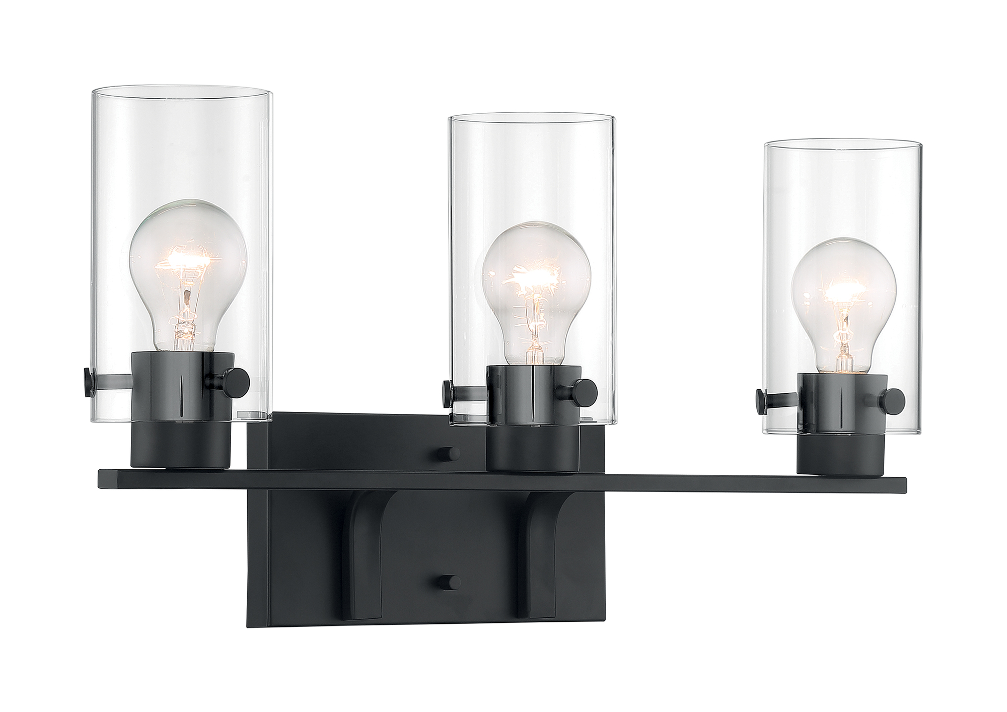 Sommerset 3-Light Vanity Fixture - Matte Black Finish with Clear Glass