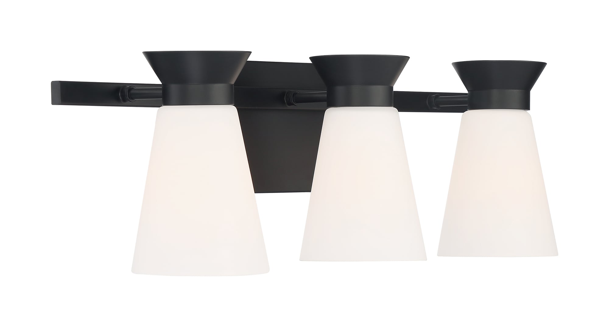 Caleta 3-Light Vanity Fixture - Black Finish with Frosted Cylindrical Glass