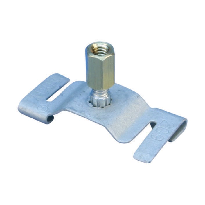 2G9 Twist Clip for Track Lighting, Narrow Grid, 7/16" Screw, Brass Barrel Nut