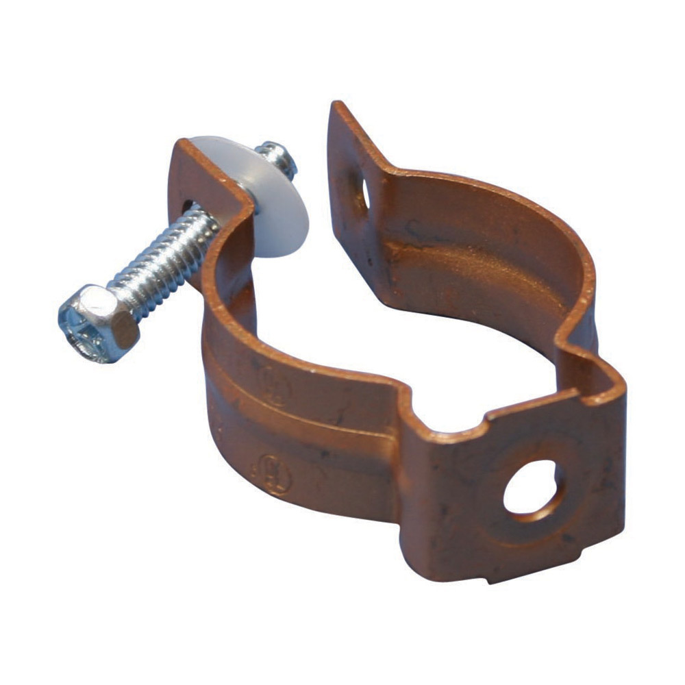 Bolt Close Pipe Clamp for Copper Tube, 1 1/2" Copper Tube, 3/8" Hole