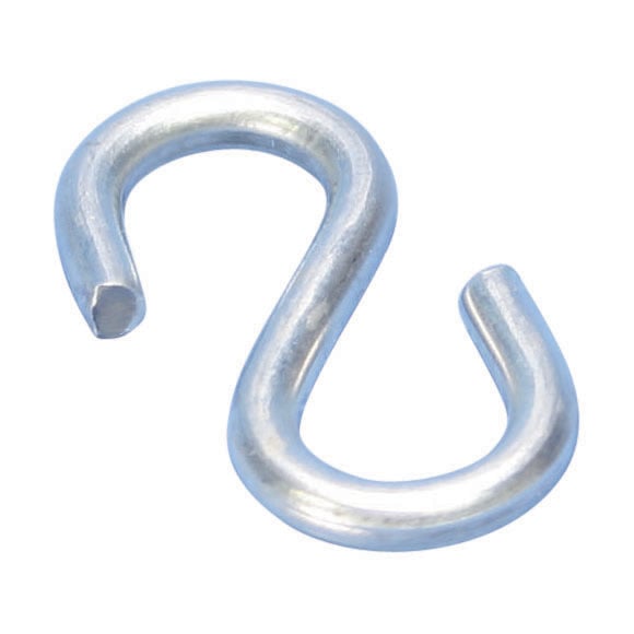 S Hook, Steel, Plain, 0.12" dia