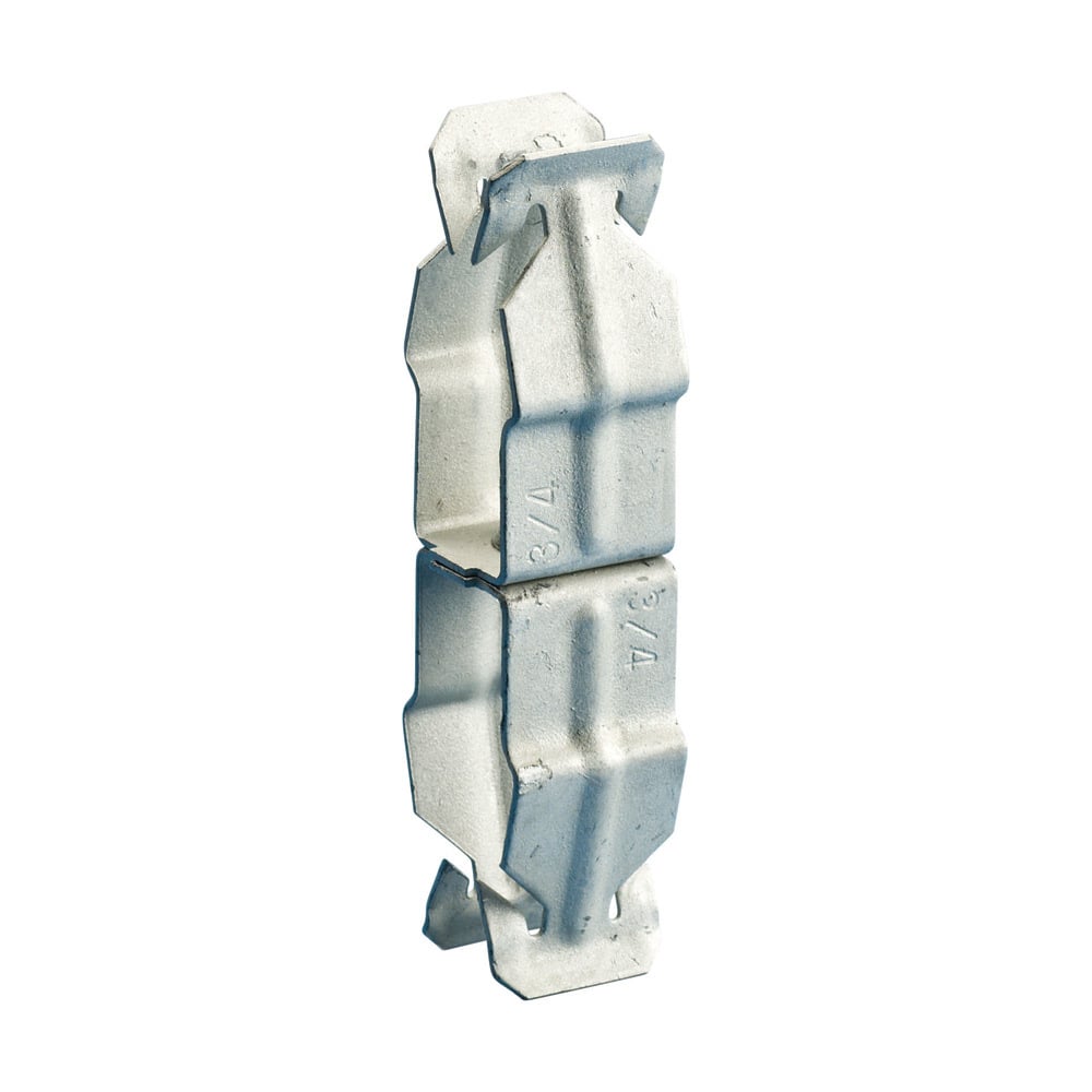 Push In Conduit to Conduit Clamp, 1/2" EMT1, 3/4" EMT2, 1/2" Rigid2, 0.709"0.866" OD1, 0.866"1.18" OD2