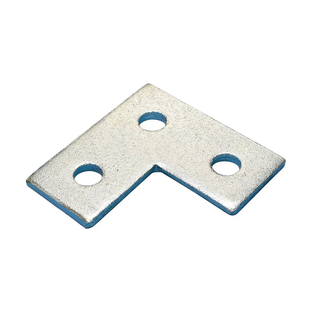 Three Hole Flat Corner Bracket, Steel, EG, 3.5" x 3.5"