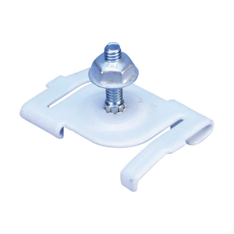 Twist Clip for Track Lighting, White, 15/16" T-Grid, #8x 5/8" Screw, Pal Nut