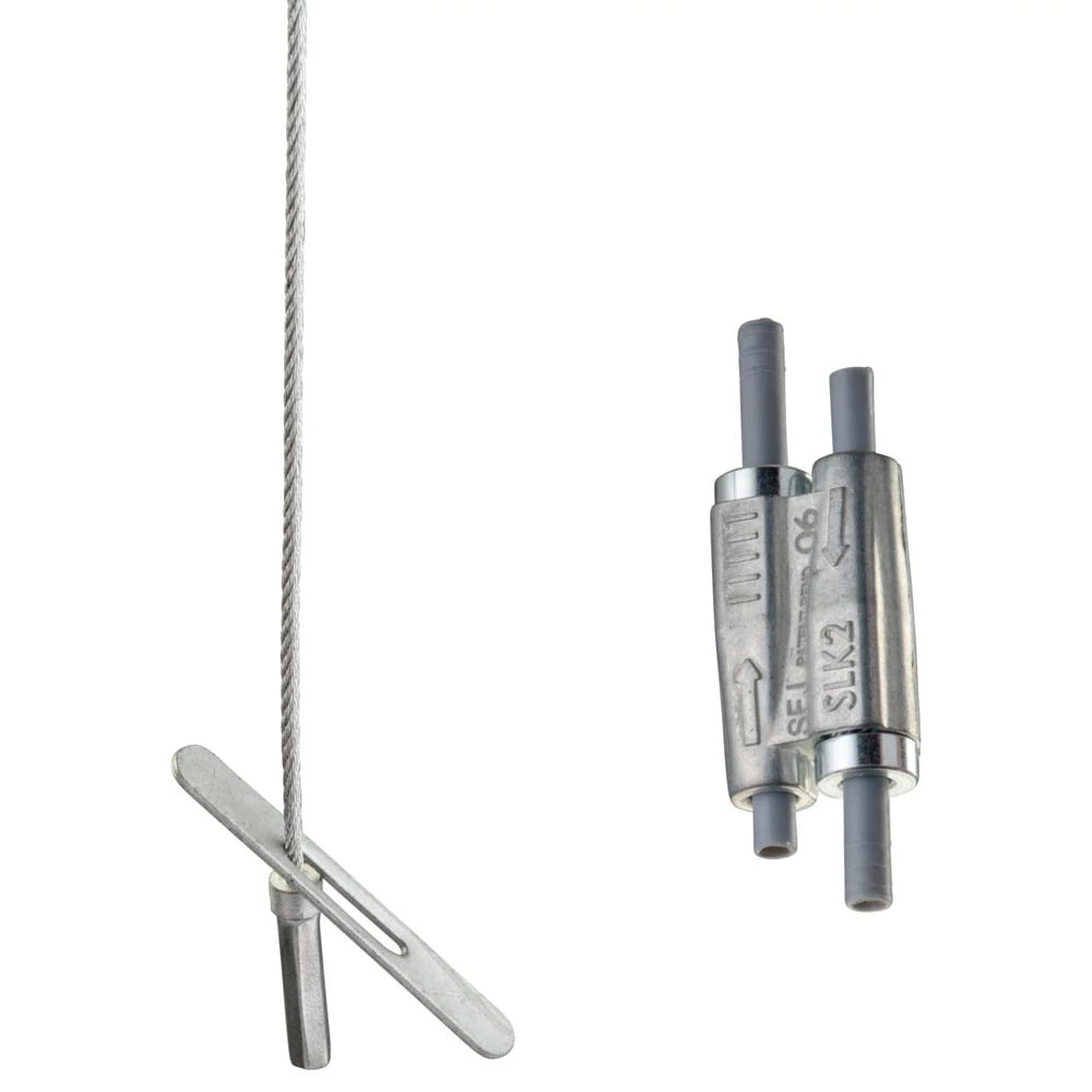 Tool-free 1.5mm Wire Rope Hanger Kit with Toggle End-Fitting - 16.4' Long - 44LB
