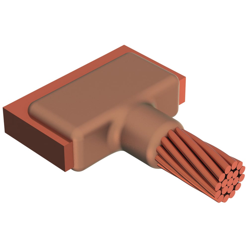 Cable to Lug or Busbar, LJ, 3/8" x 1 1/2" and wider, #2 Solid, 1 3/4" Min Center to Center Weld Distance
