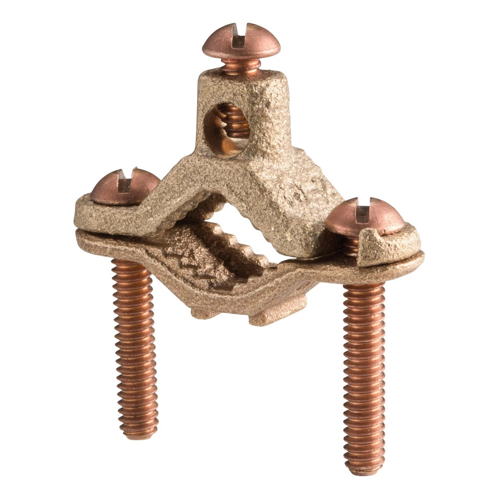 CWP1JU Water Pipe Ground Clamp, 10 AWG Solid to 2 AWG Stranded, 6 to 25 sq-mm Stranded Conductor, Silicon Bronze