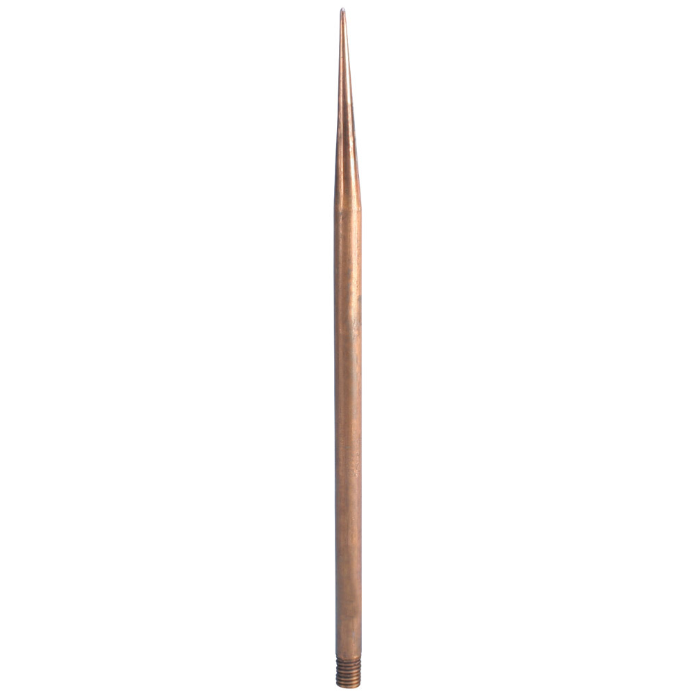 Air Terminal, Imperial Thread, Copper, Bare, 3/8" dia, Sharp, 15"