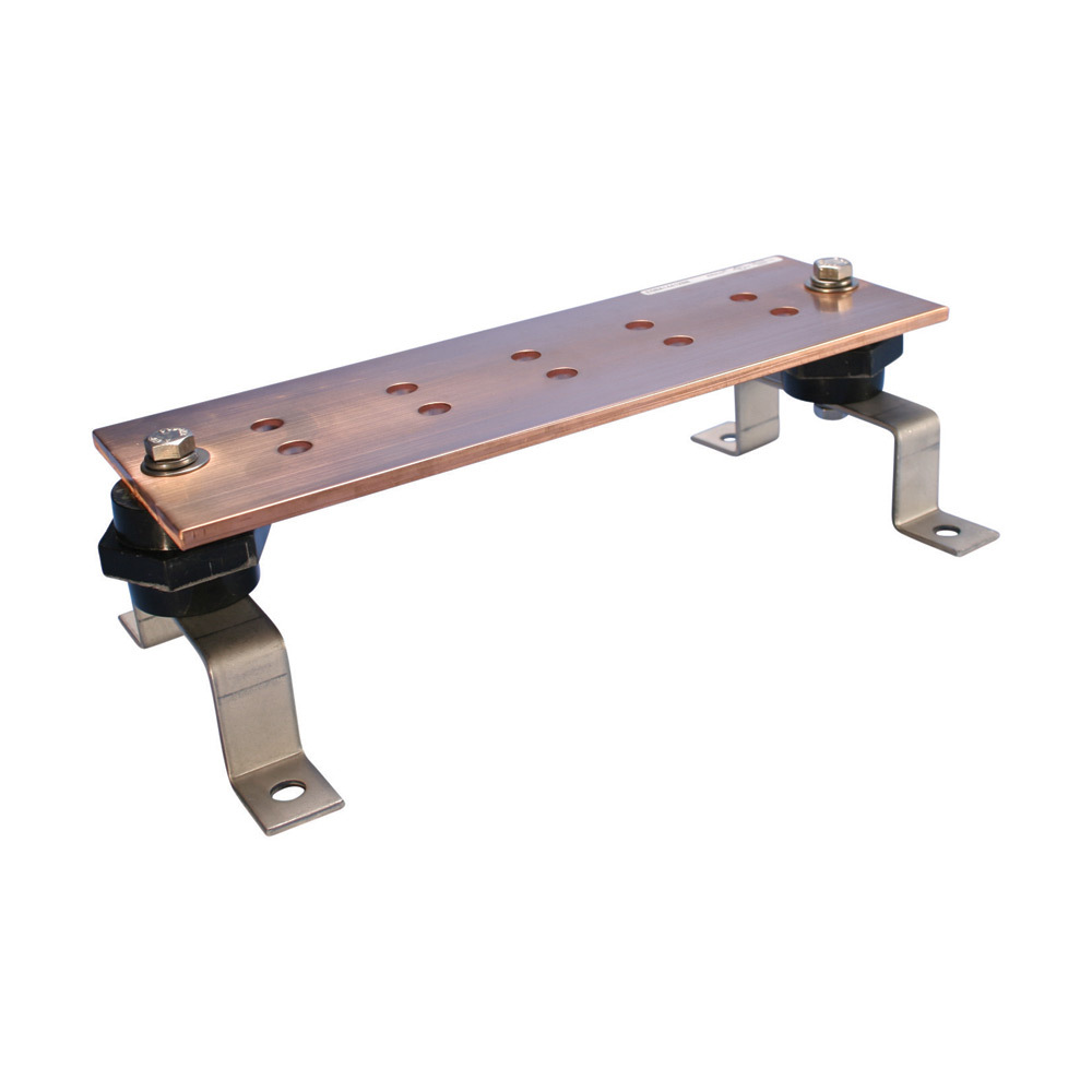 Grounding Busbar, w/Insulators and Brackets, CC, 12" x 3" x 0.25"