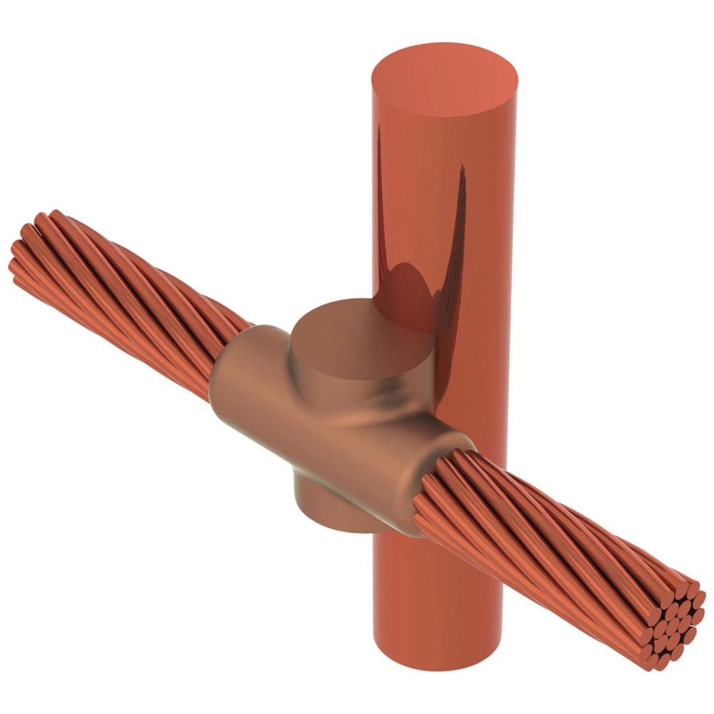 Cable to Ground Rod, GY, 5/8" Copper-bonded Rod to 4/0 Concentric