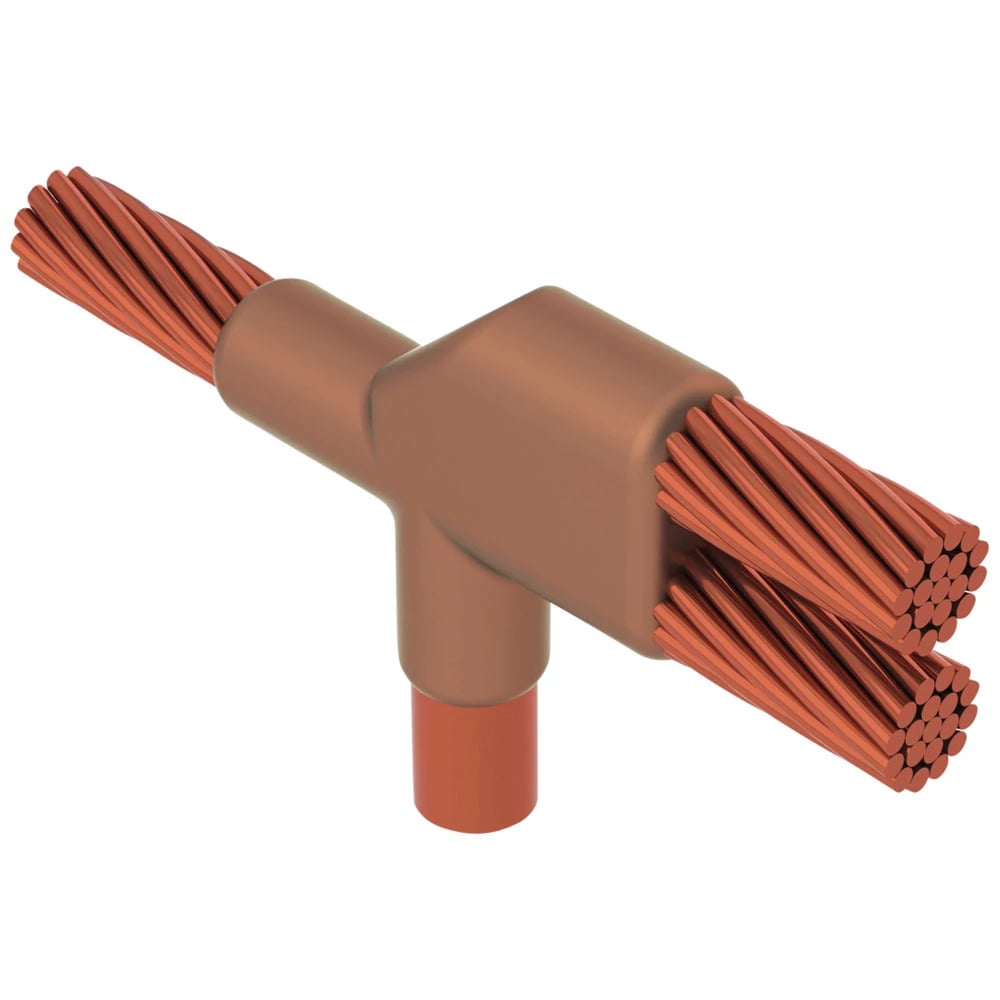 Cable to Cable to Ground Rod or Other Rounds, Copper-bonded, NC, 5/8" dia, 2/0 Concentric