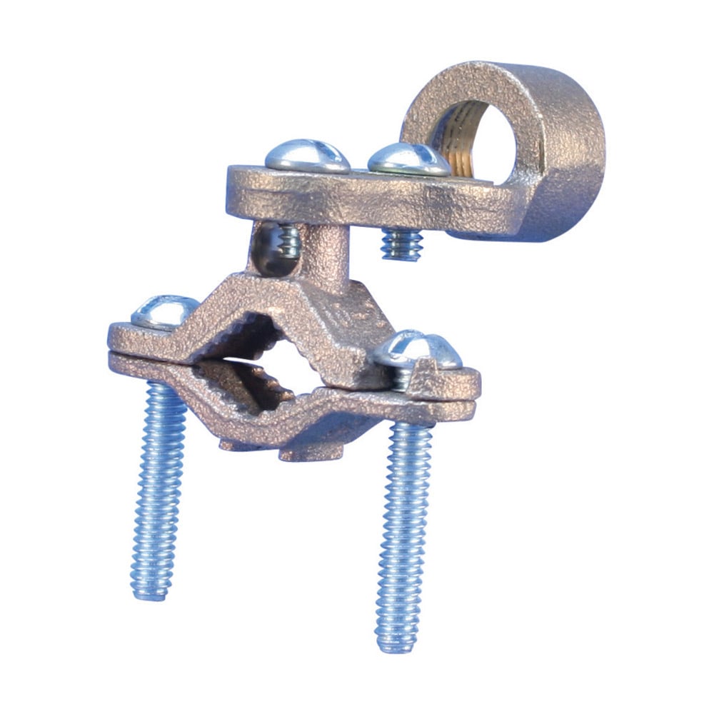 Pipe to Rigid Conduit Ground Clamp, 1 1/4"2" Water Pipe, 1" Rigid, #10 Solid-3/0 Stranded