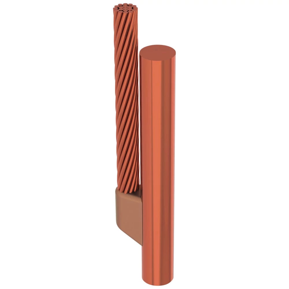 Cable to Ground Rod or Other Rounds, GN, Steel, 0.625" dia, 4/0 Concentric