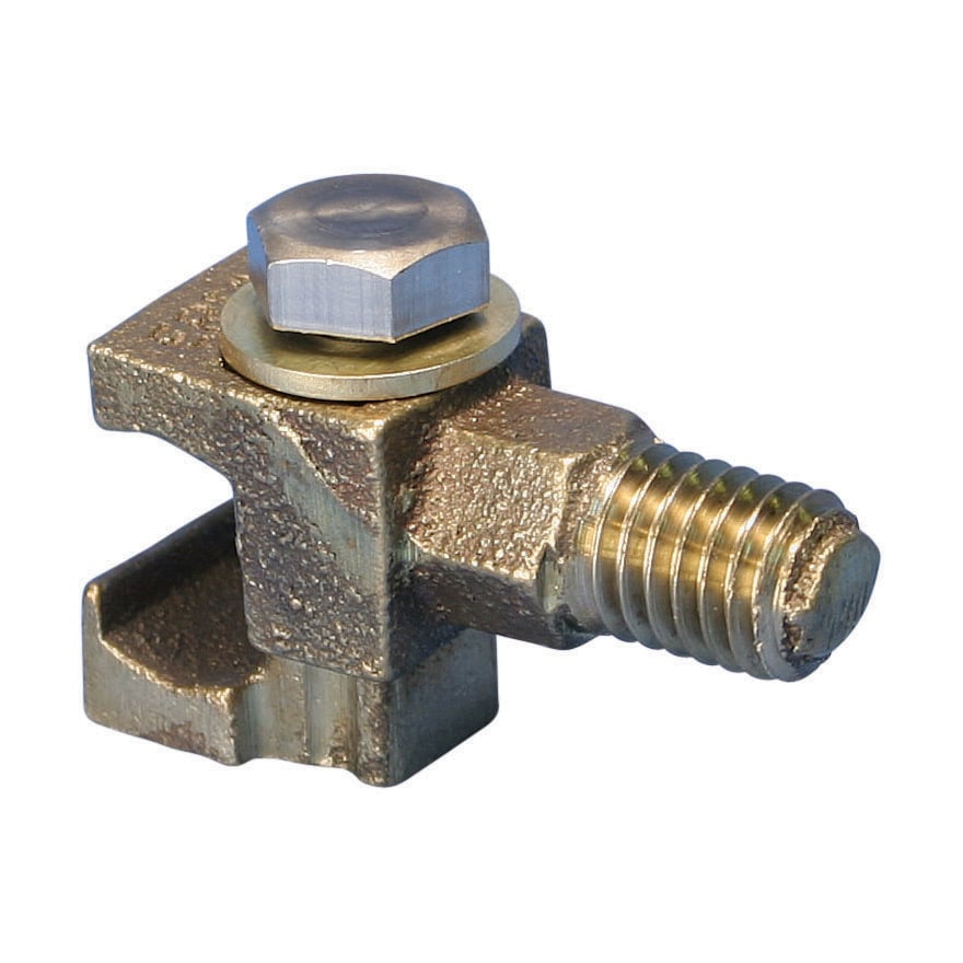 Transformer Tank Grounding Connector, External Thread, Plain, 2/0 Stranded-4/0 Stranded
