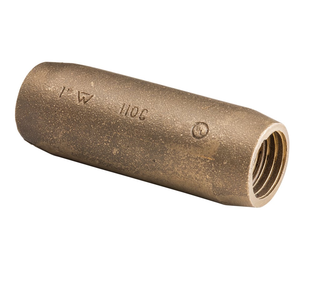 Threaded Coupler for Copper-Bonded Ground Rod, Threaded, Silicon Bronze, 1" dia