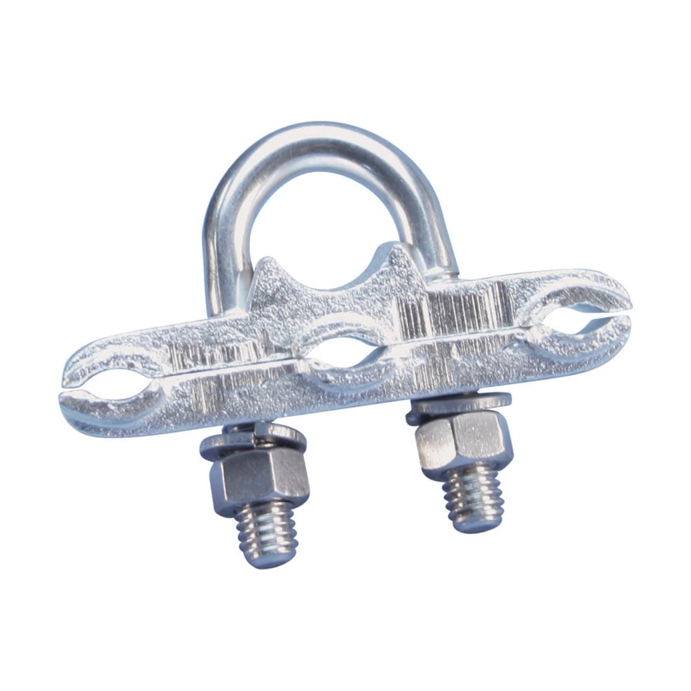 Ground Rod Clamp, U-Bolt, Three Conductors, 5/8"3/4" dia, 2/0 Solid-250 kcmil Stranded, 70 mm Stranded-120 mm Stranded