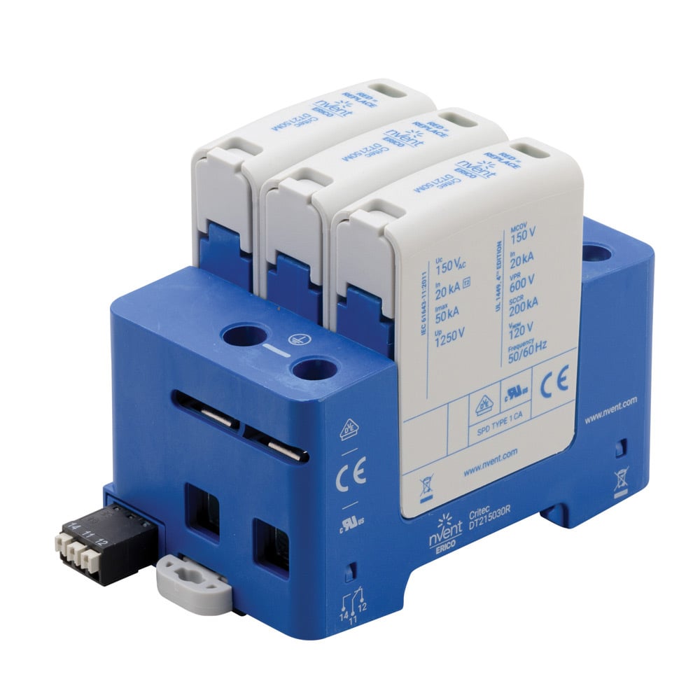 DT2 DIN Rail Surge Protection Class II, 3+0 Mode, 120 V Un