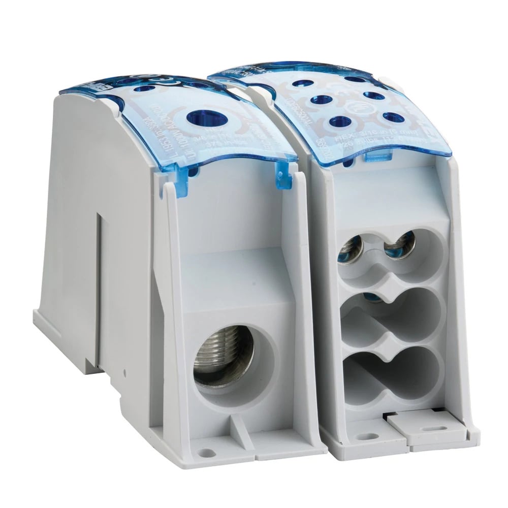 Single Pole Dist. Block, 380 A UL/CSA, Cable Line, 6 Cables Load, Aluminum