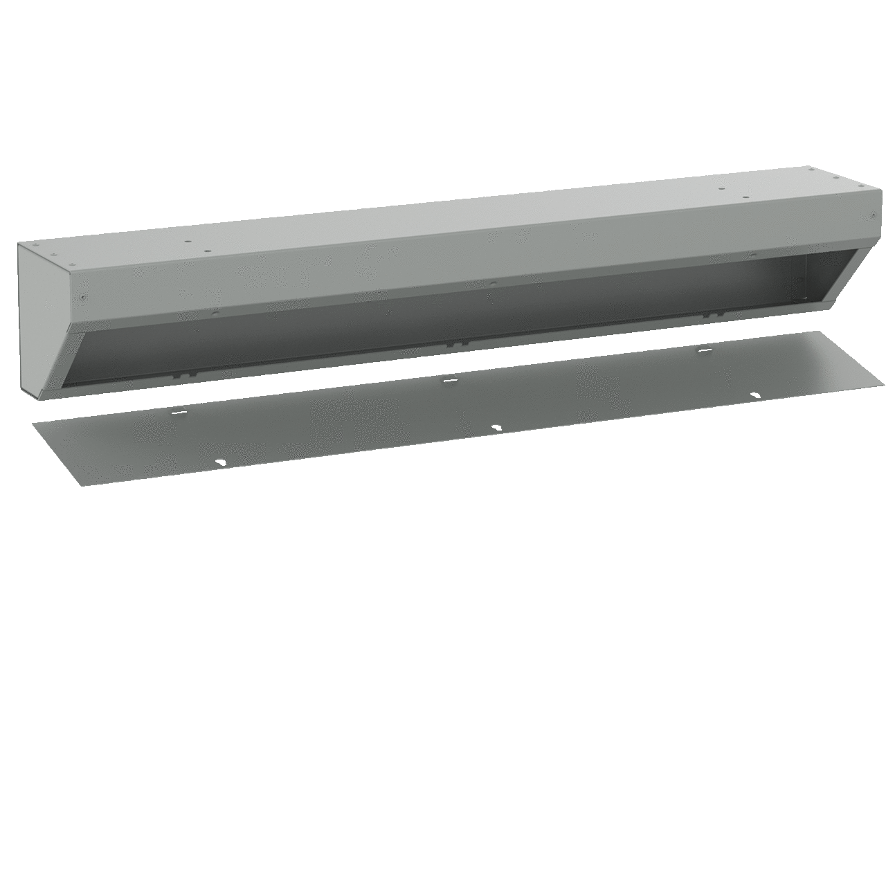 Angled Trough with Removable Cover NEMA Type 1, 12x12x60, Gray, Mild Steel