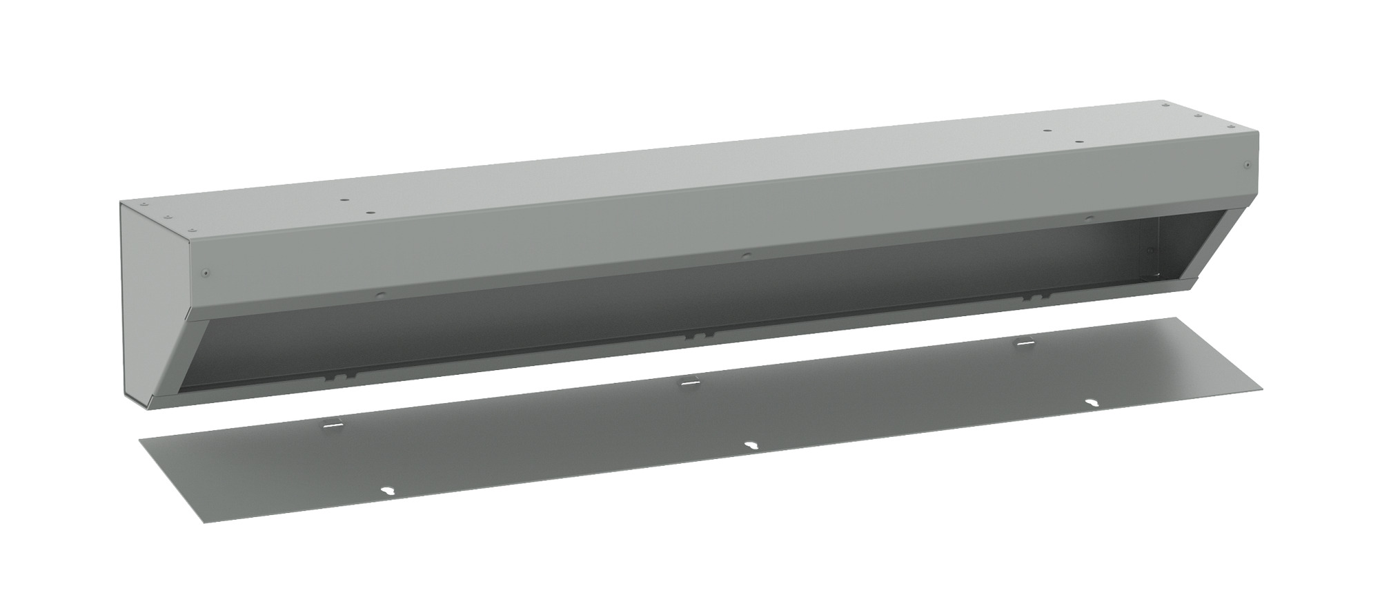 Angled Trough with Removable Cover NEMA Type 1, 12x12x72, Gray, Mild Steel