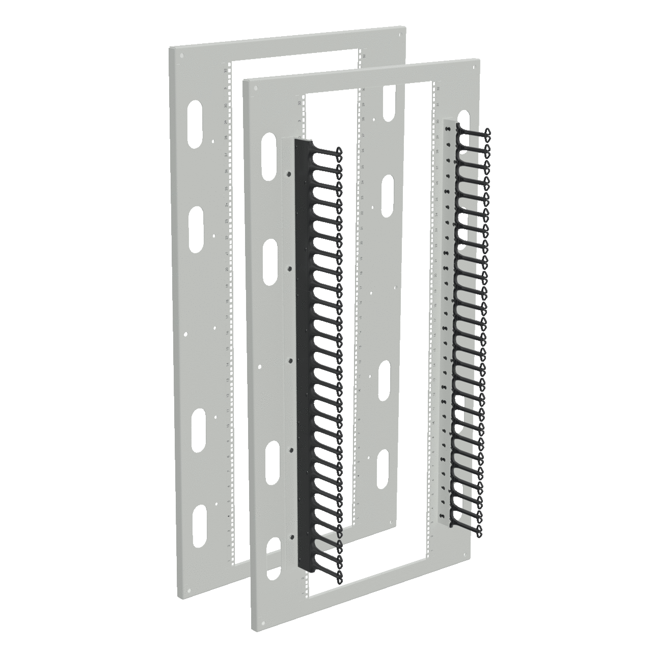 Seismic Rack Panel Kit Cable Managers, fits 72.00x36.00, Lt Gray, Steel