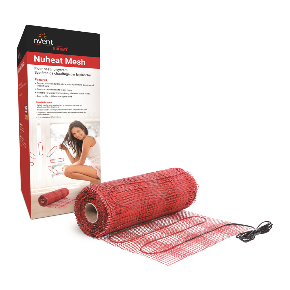 Nuheat mesh, 240 V, 35 sq. ft., 1.7 Amps, 403 W. Mat dimensions 20" x 21'