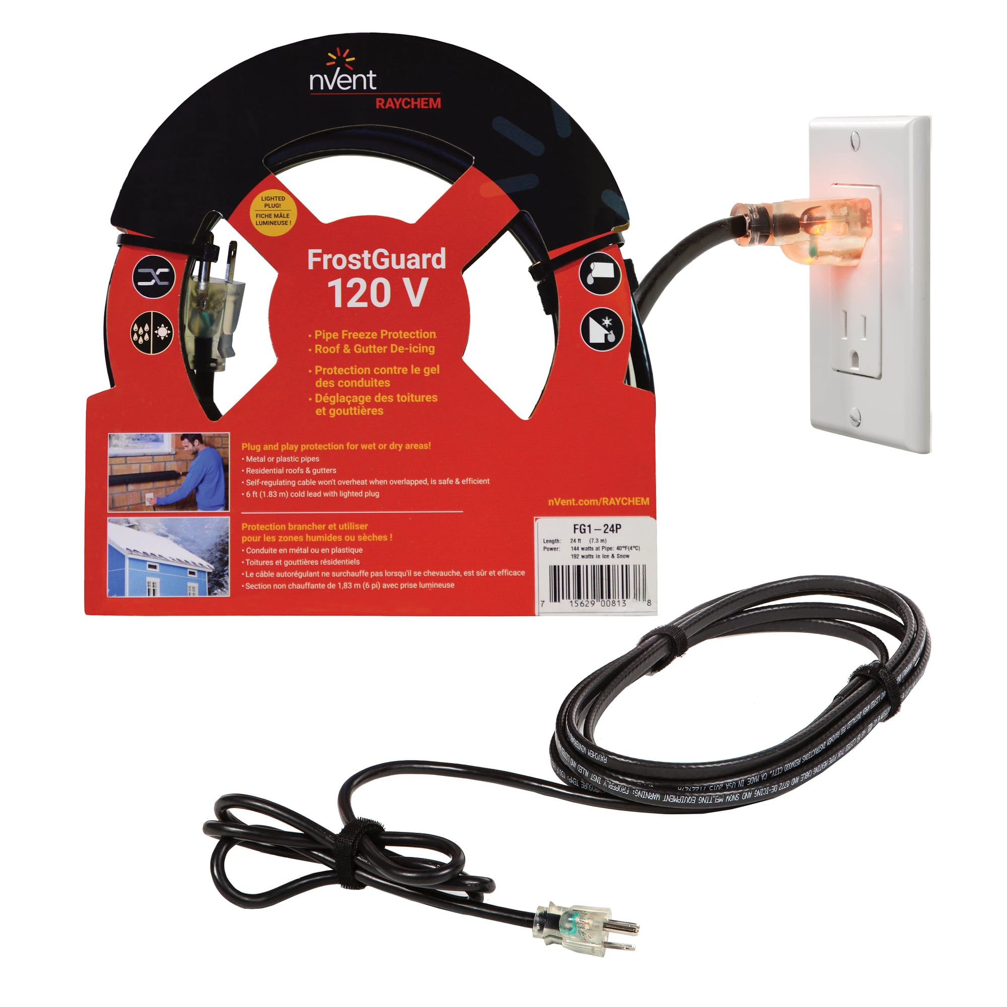 FrostGuard preassembled Self-Regulating Heating Cable, 120 V, 18 ft