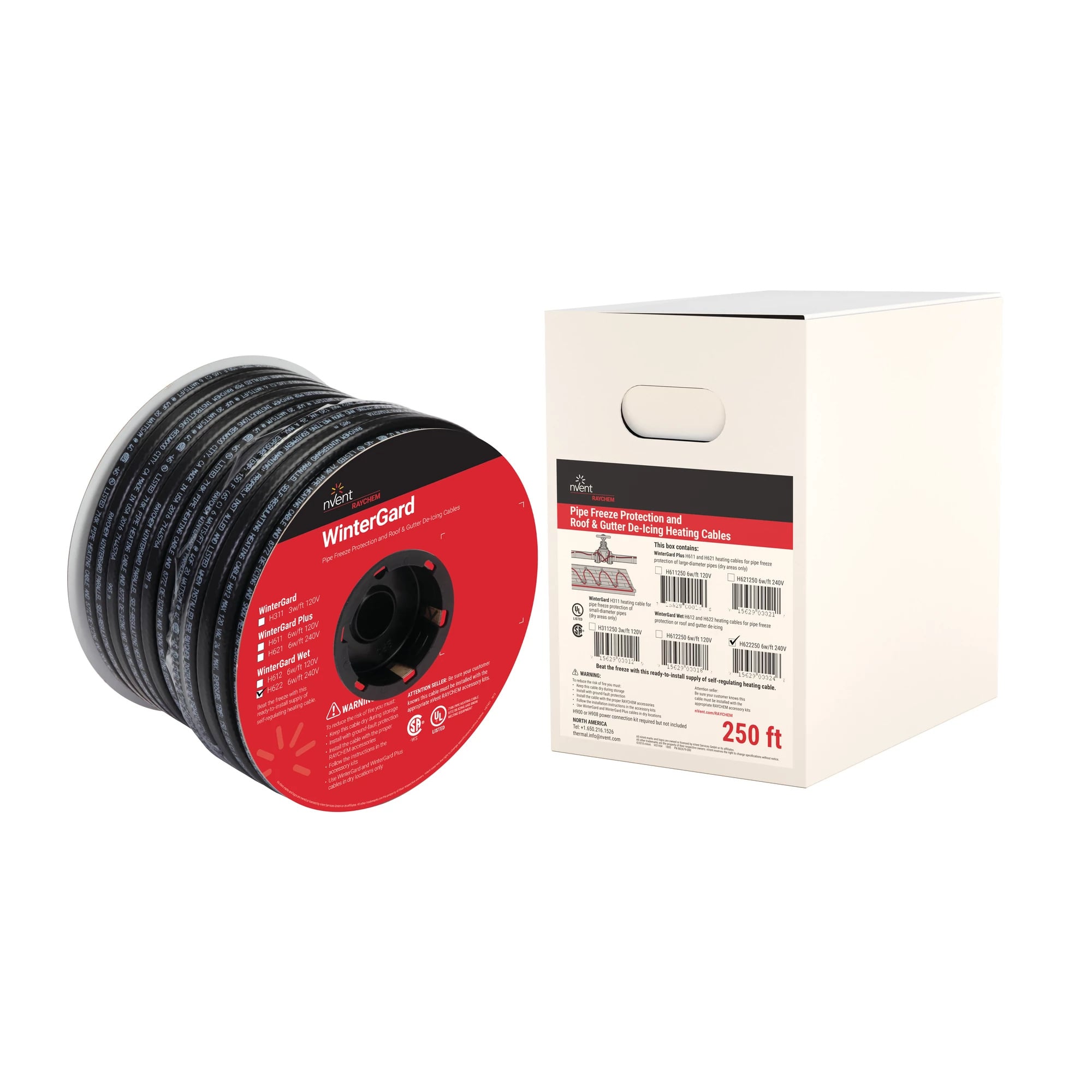 WinterGard Wet Self-Reg Heating Cable reel, 240 V, 6 W/ft at 40 degree F, 250 ft
