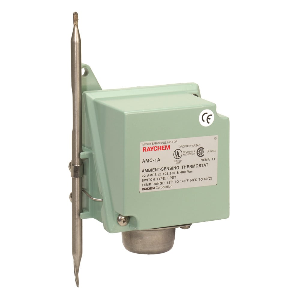 AMC-1A Ambient Sensing Mechanical Thermostat, 15 to 140F, 22 A up to 480 V