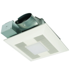 Fan with ECM motor and Pick-A-Flow 50, 80 or 100 CFM, Built-in Condensation Sensor, ceiling or wall mount, 3-3/8" housing depth.  