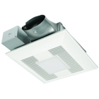 Fan/LED light with ECM Motor and Pick-A-Flow 50, 80 or 100 CFM, ceiling or wall mount, 3-3/8" housing depth
(LED chip panel incorporates night light). 