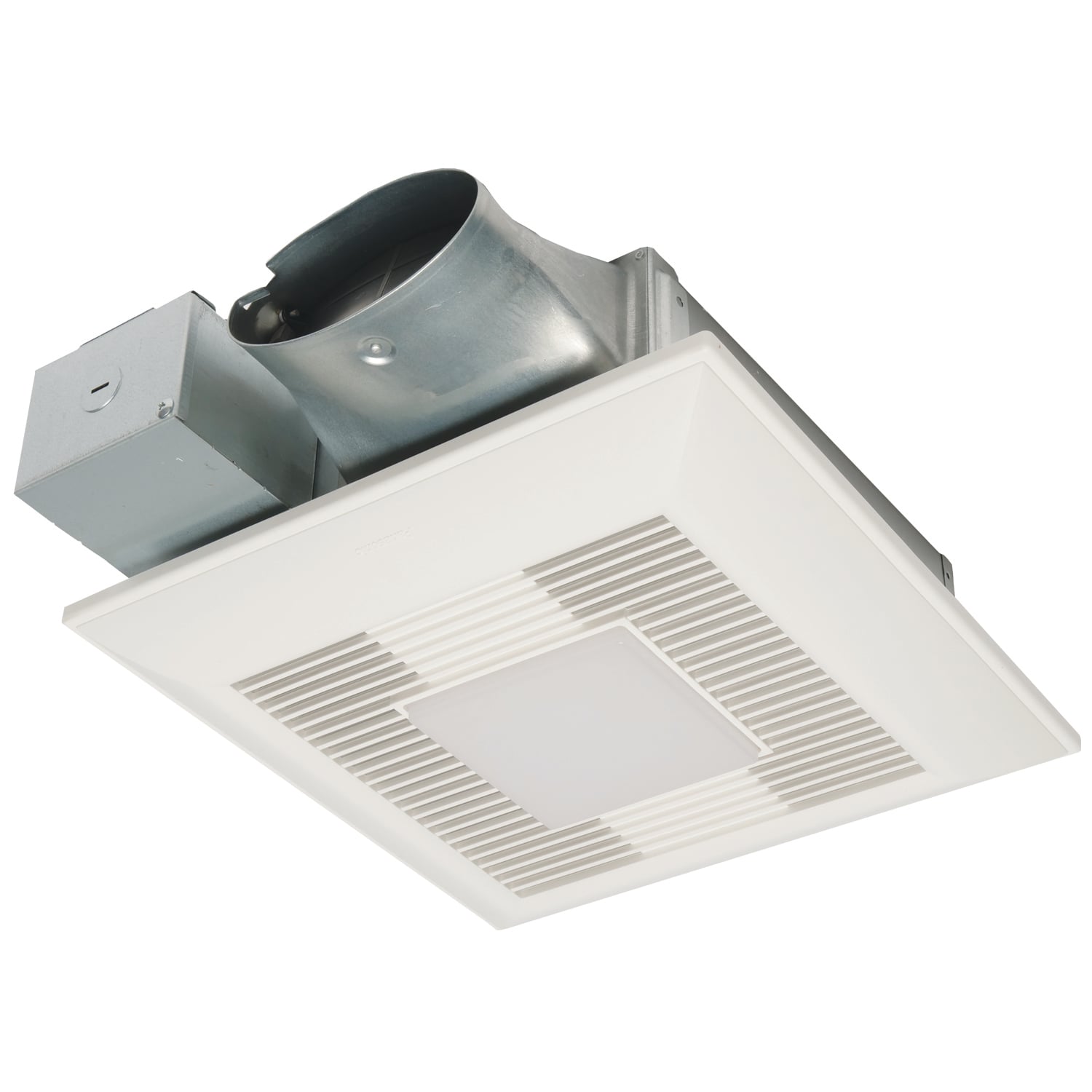Fan/LED light with ECM Motor and Pick-A-Flow 80 or 100 CFM, Built-in Multi-Speed, ceiling or wall mount, 3-3/8" housing depth (LED chip panel incorporates night light).