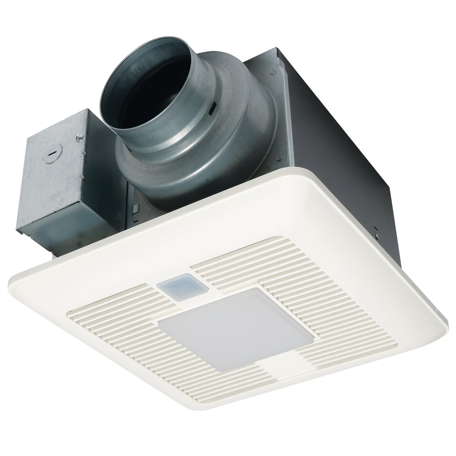 Fan/LED light with ECM Motor and Pick-A-Flow 50, 80 or 110 CFM, built-in dual motion and humidity sensors. 
(LED chip an incorporates night light). 