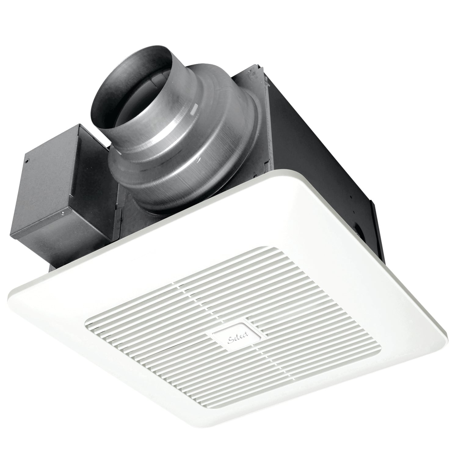 Fan with ECM Motor and Pick-A-Flow 50, 80 or 110 CFM, pre-installed multi-speed module. 
