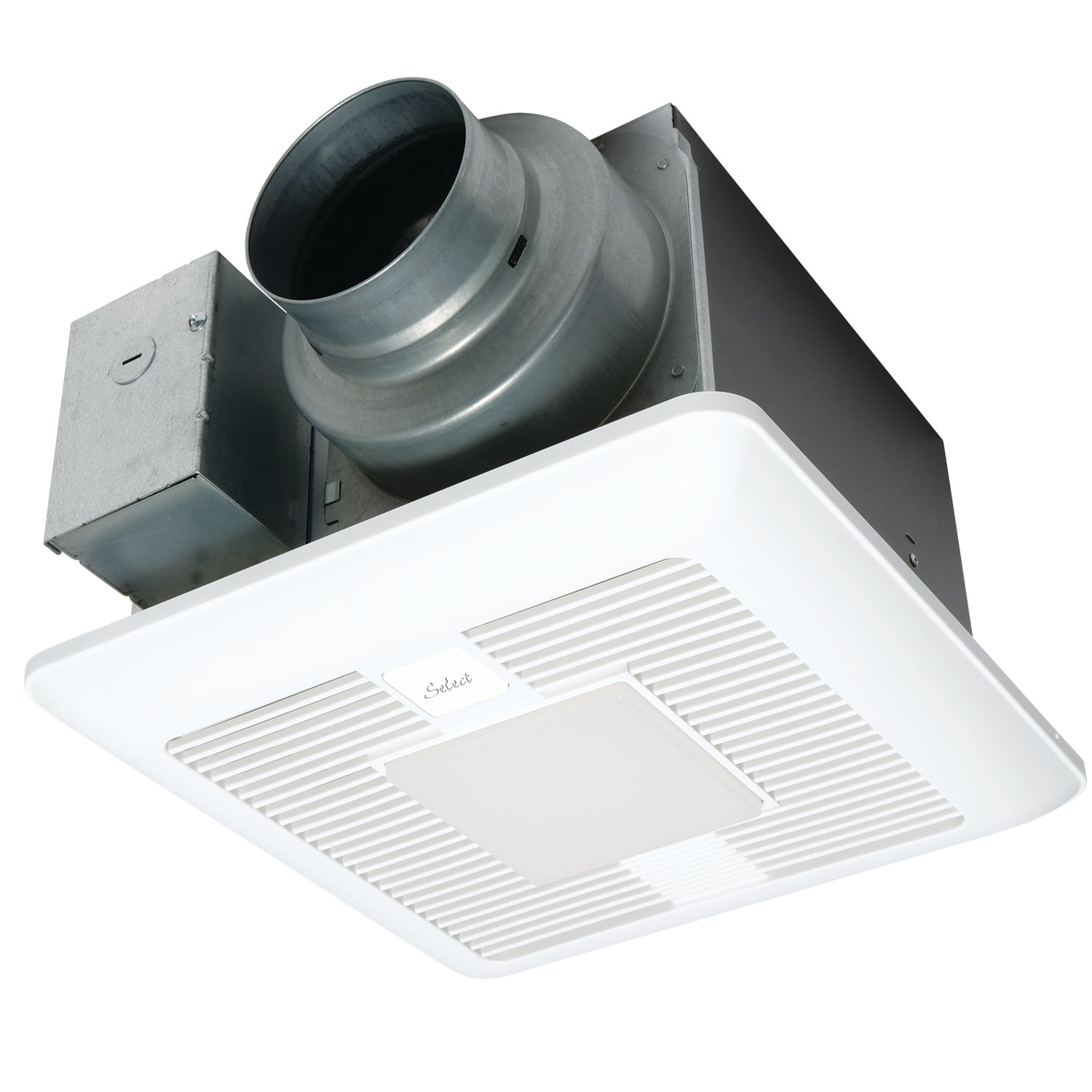 Fan/LED Light with ECM Motor and Pick-A-Flow 50, 80 or 110 CFM, pre-installed multi-speed module (LED chip panel incorporates night light).