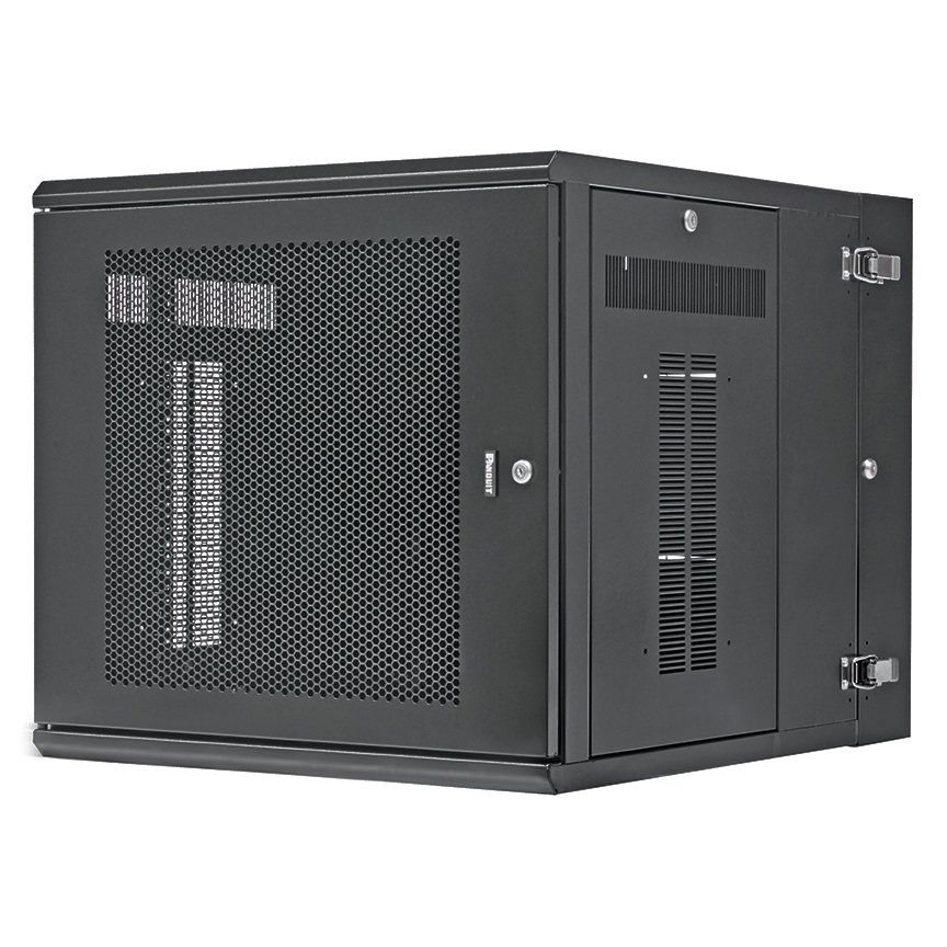 Wall Mount Cabinet, 12RU, 30" Depth, Perforated Door, Black