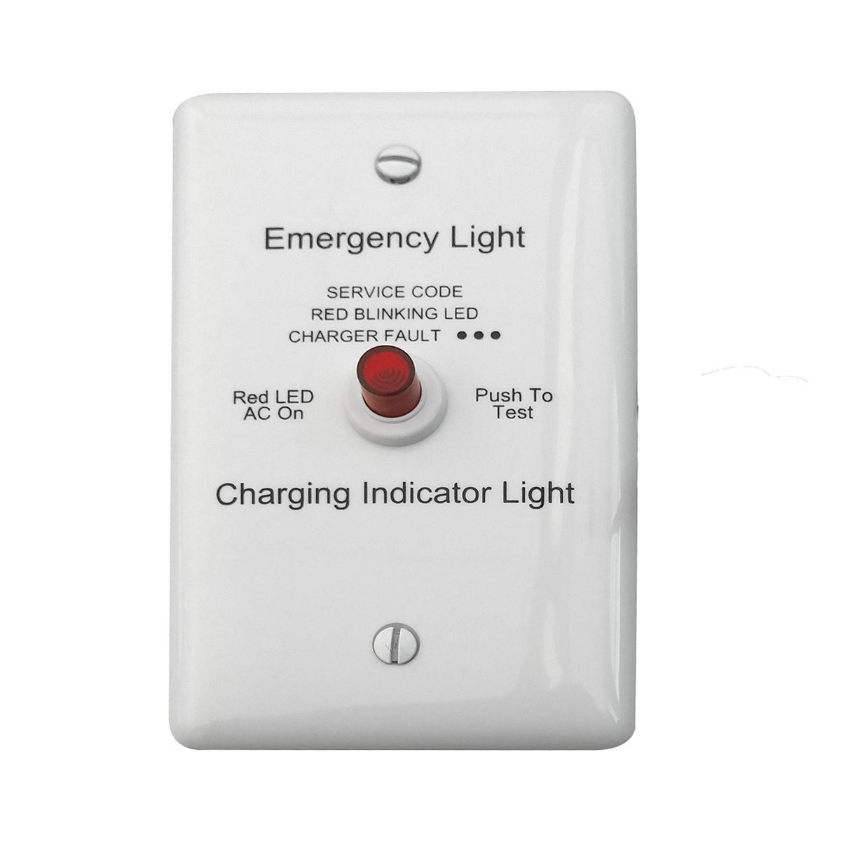 Remote test switch / charge indicator module. Fits single-gang box. Compatable with the PLD10/PLD10M series emergency LED battery pack.