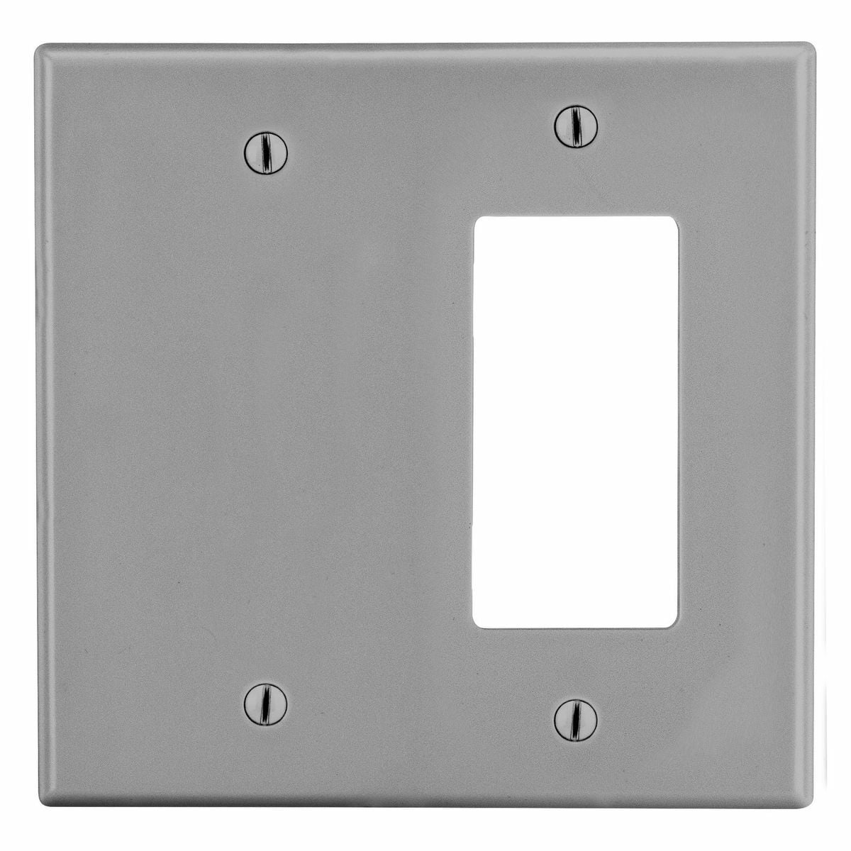 Hubbell Wiring Device Kellems, Wallplates and Box Covers, Wallplate,Non-Metallic, 2-Gang, 1) Decorator 1) Blank, Gray