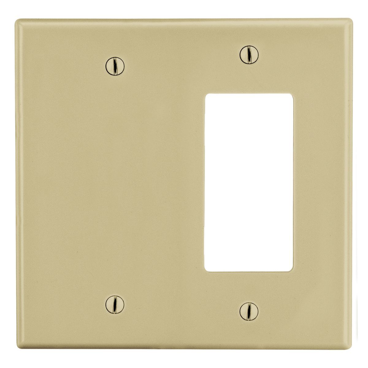 Wallplate, 2-Gang, 1) Decorator 1) Box Mount Blank, Ivory
