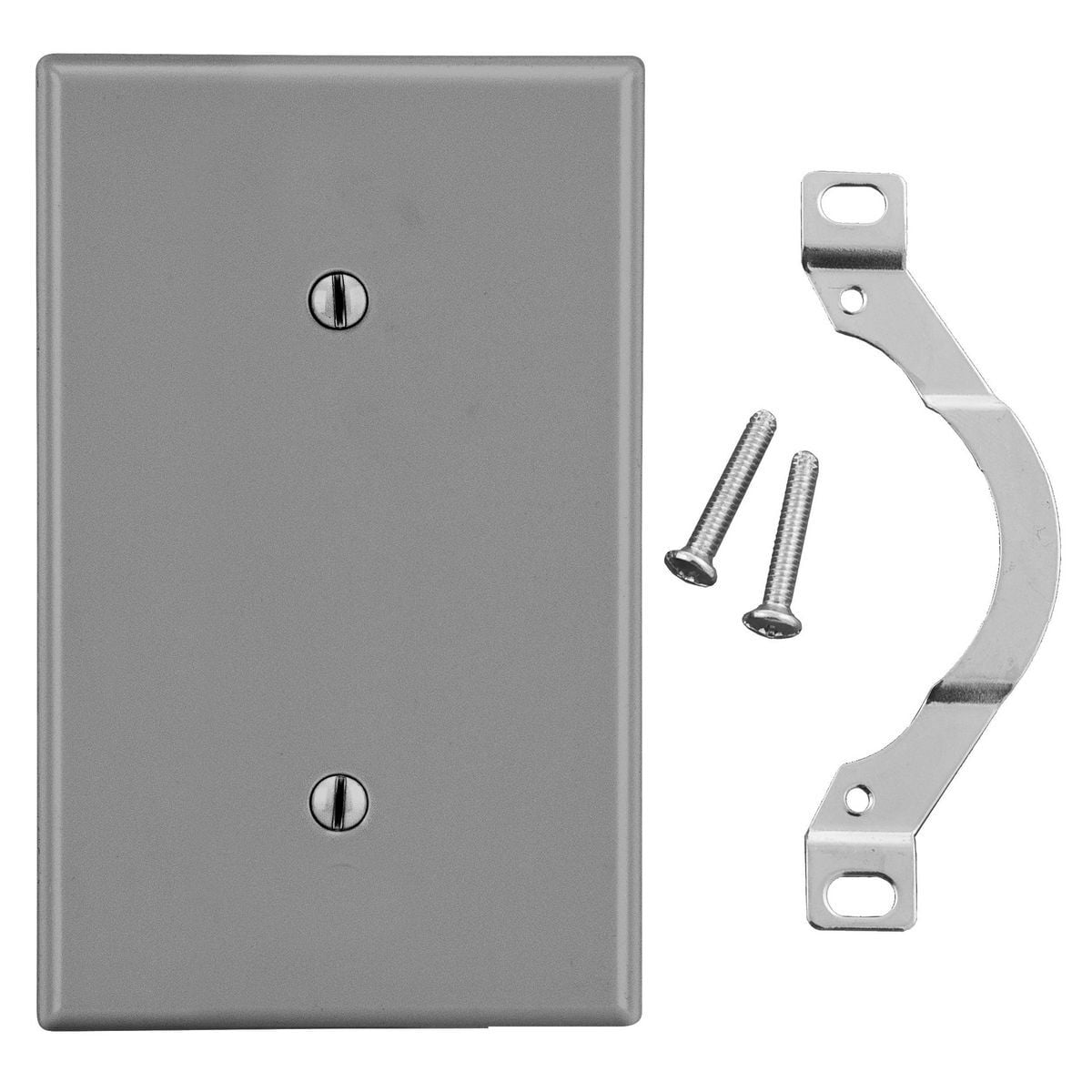 Wallplate, 1-Gang, Strap Mount Blank, Gray
