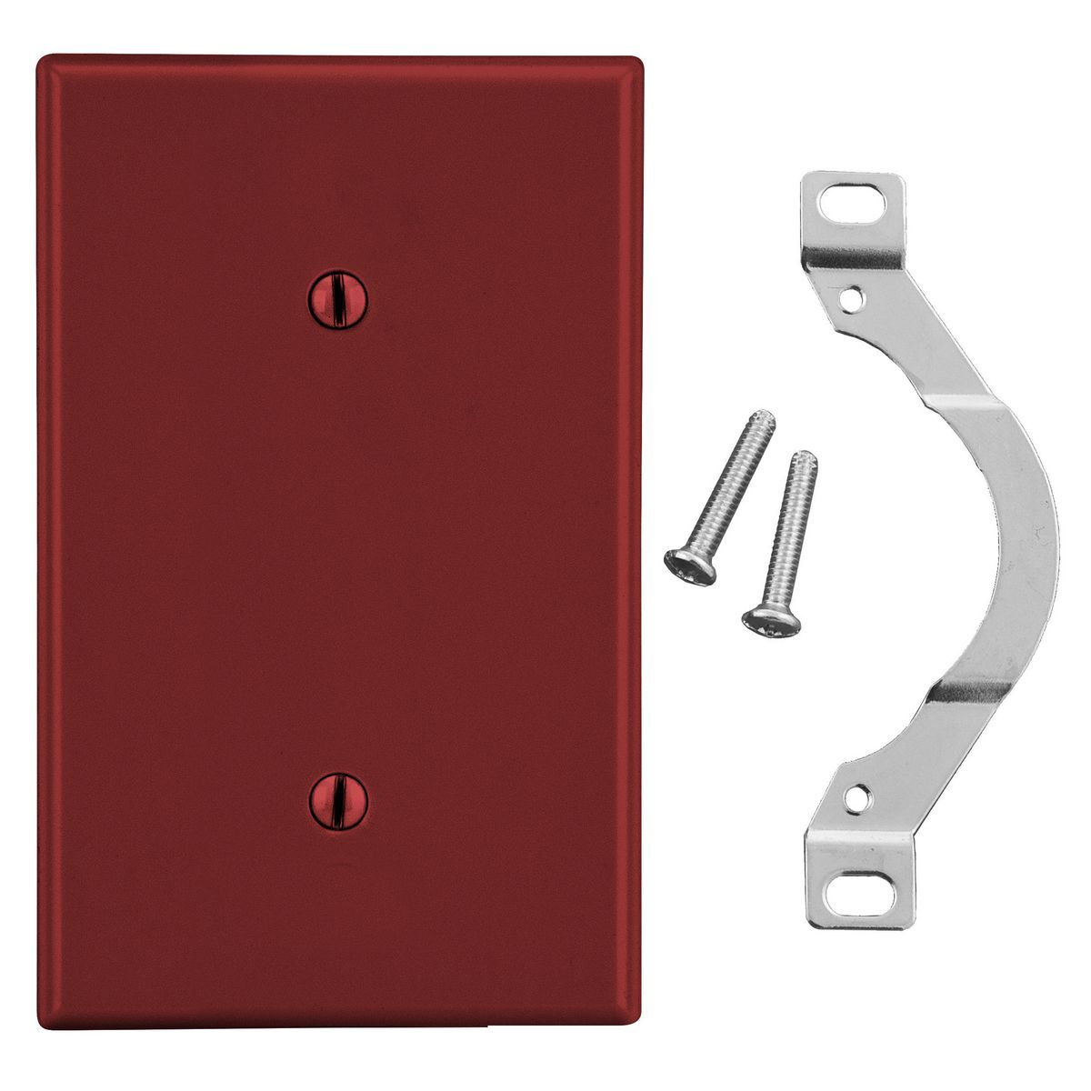 Wallplate, 1-Gang, Strap Mount Blank, Red