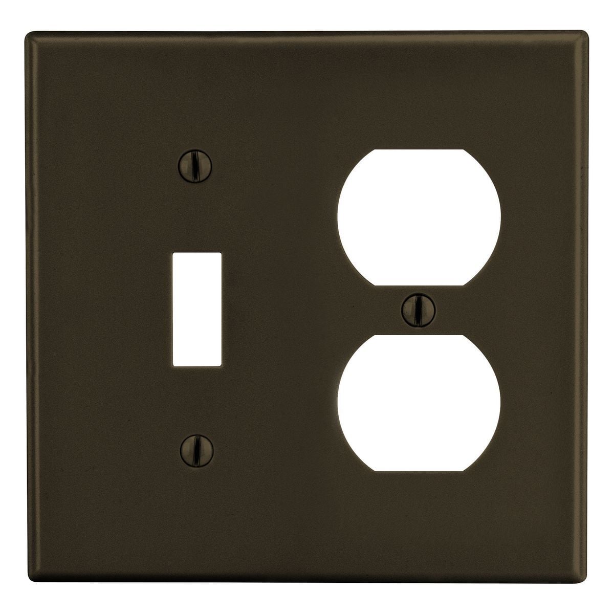 Wallplate, 2-Gang, 1) Duplex 1) Toggle, Brown