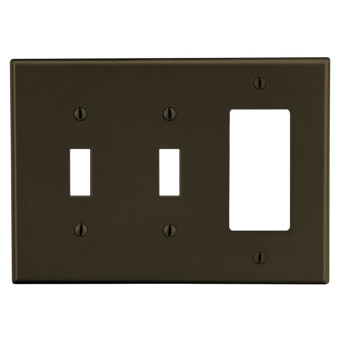 Wallplate, 3-Gang, 2) Toggle 1) Decorator, Brown